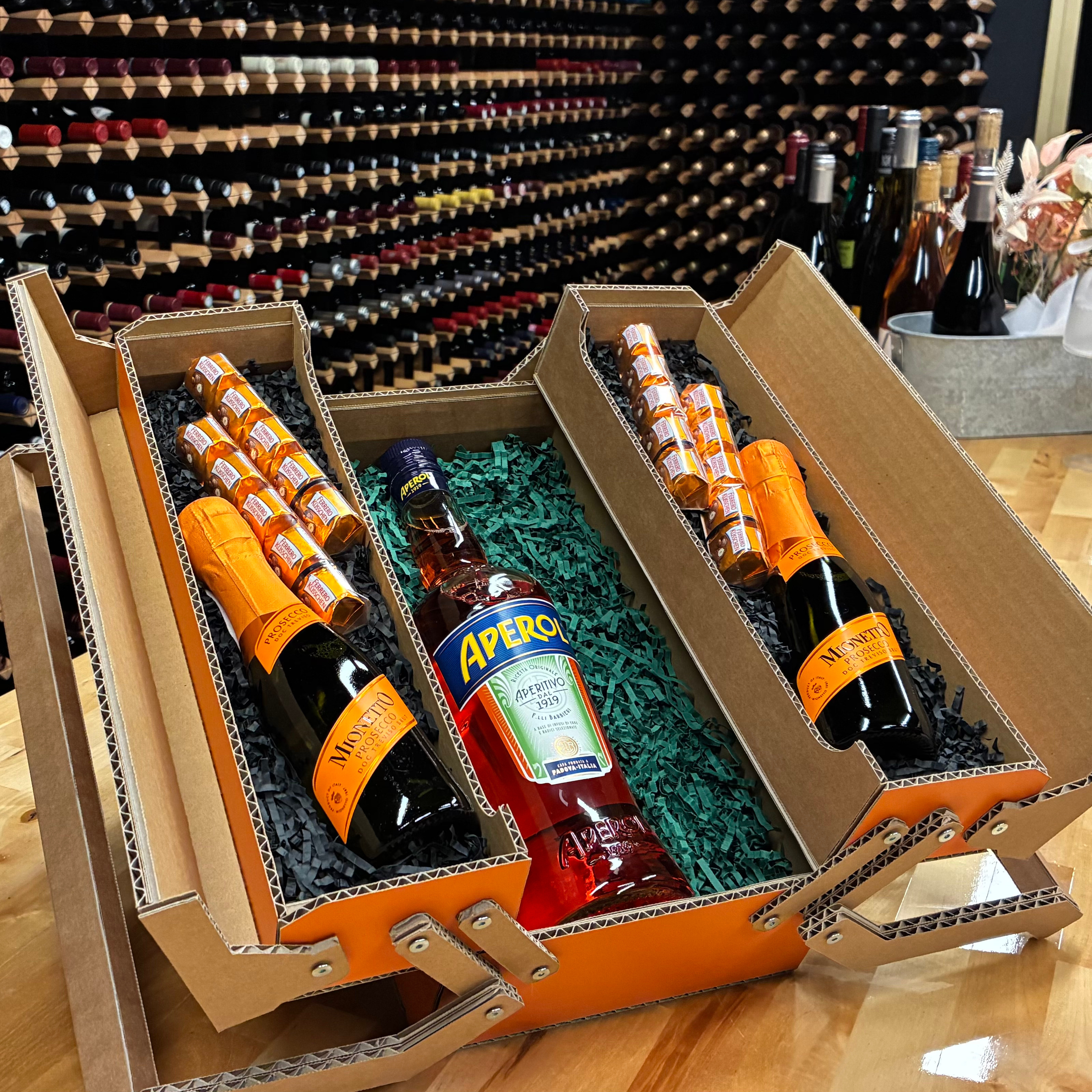 Originelle Geschenkbox Frauen Werkzeugkiste Aperol Spritz Edition